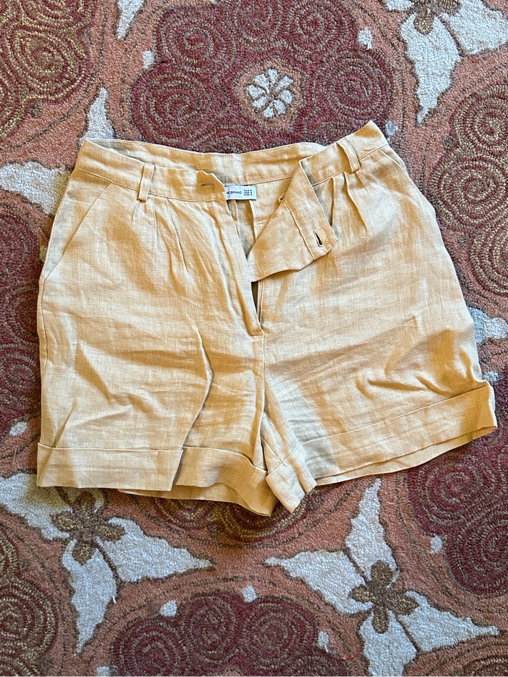 Faithfull the Brand Beige Linen Shorts
